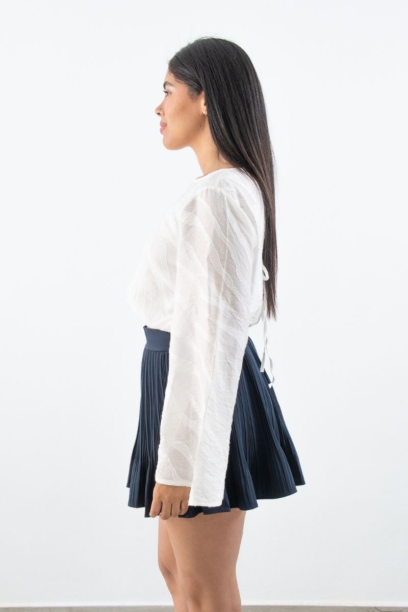 Blusa Ekru Manga Larga Acampanada