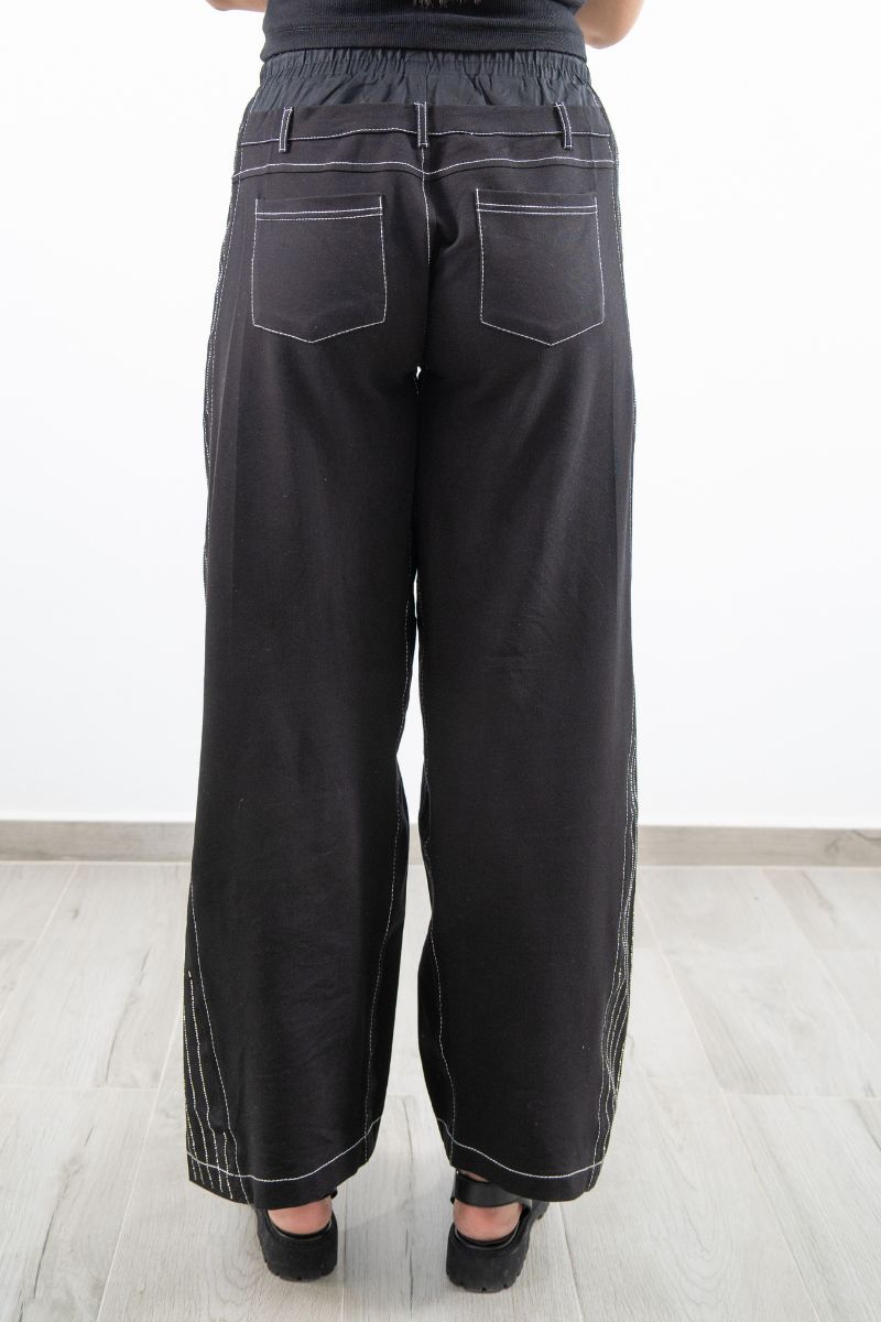 Black Oversized Tracksuit Bottoms with Sparkling Details