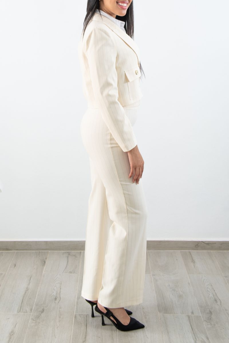 Set De Rayas Blazer Corto y Pantalón
