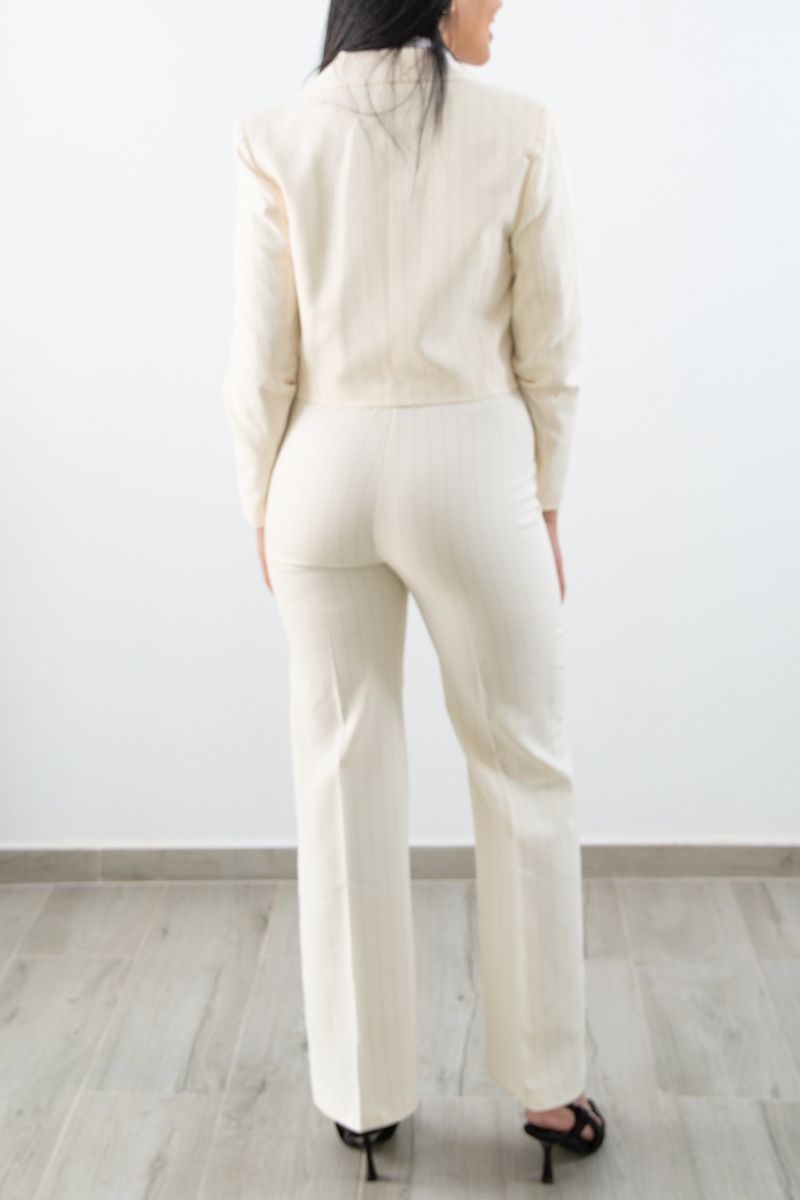 Set De Rayas Blazer Corto y Pantalón