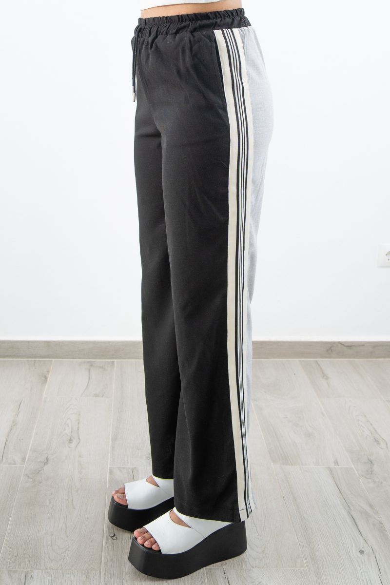 Two-tone jogger pants with side stripes
