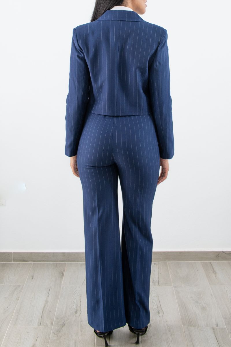 Set De Rayas Blazer Corto y Pantalón
