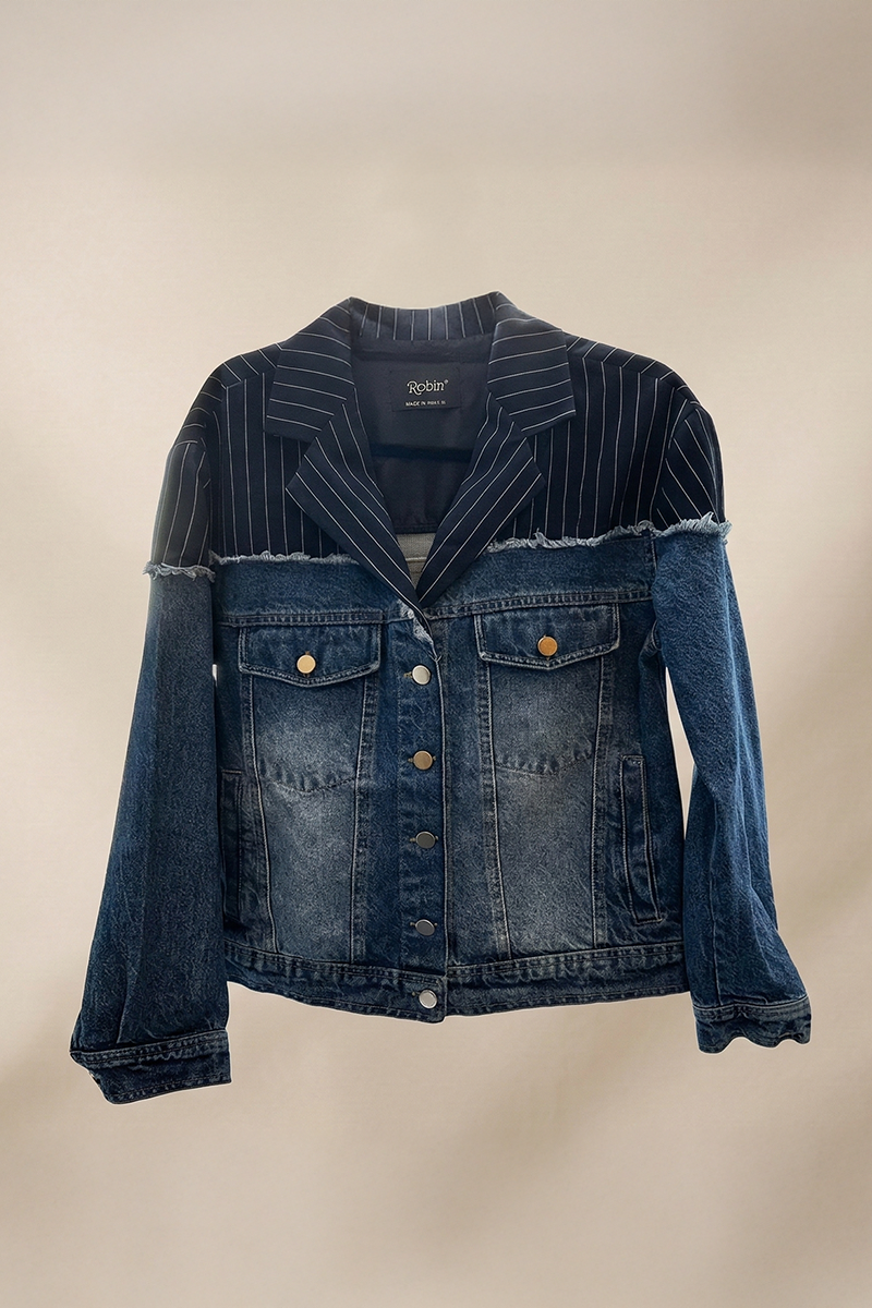 Chaqueta Denim  con Solapa Tipo Blazer