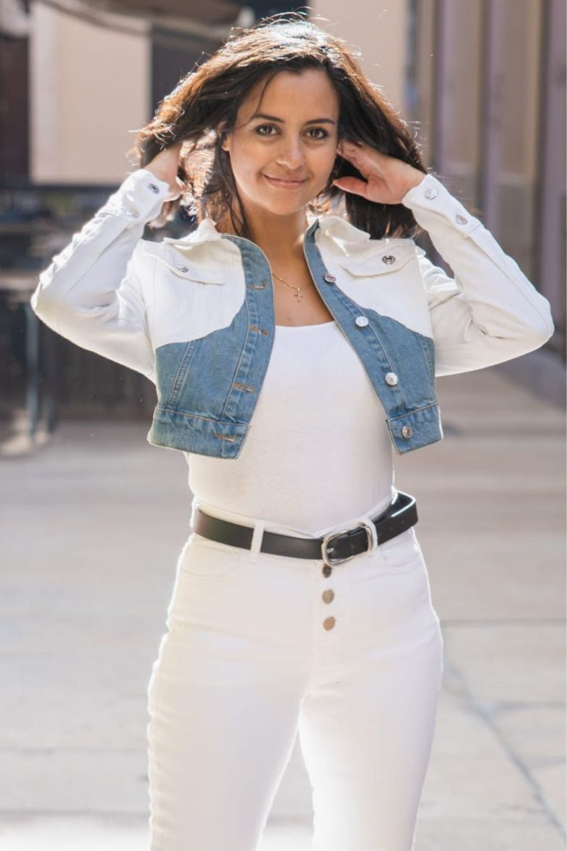 Chaqueta Corta Bicolor Denim