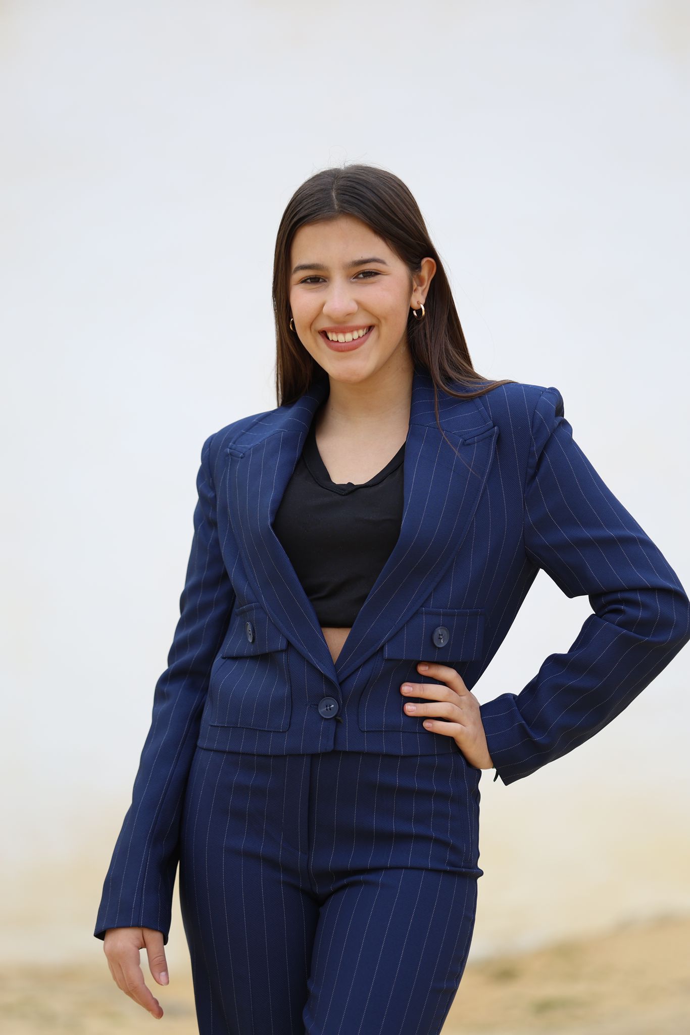 Set De Rayas Blazer Corto y Pantalón