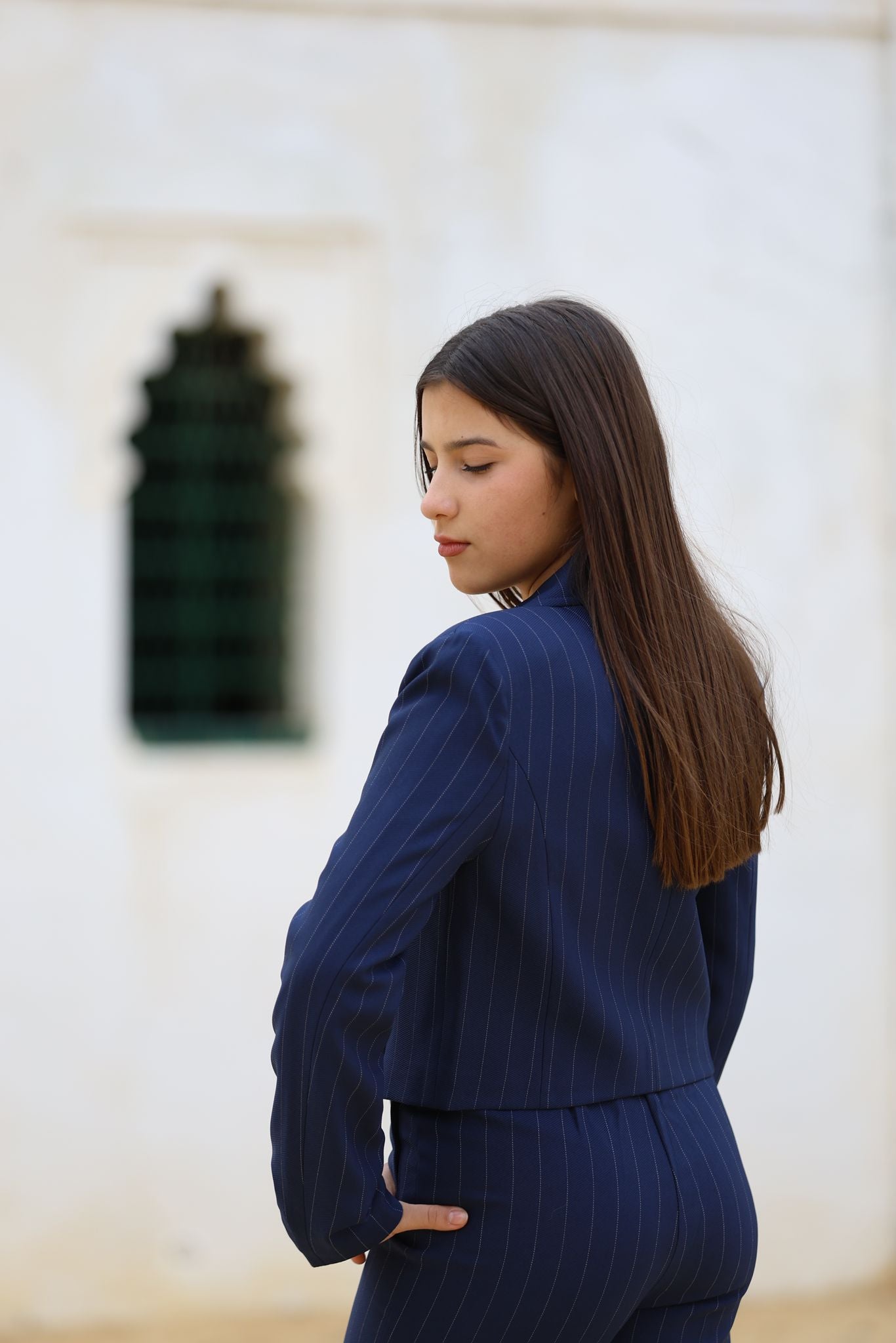 Set De Rayas Blazer Corto y Pantalón