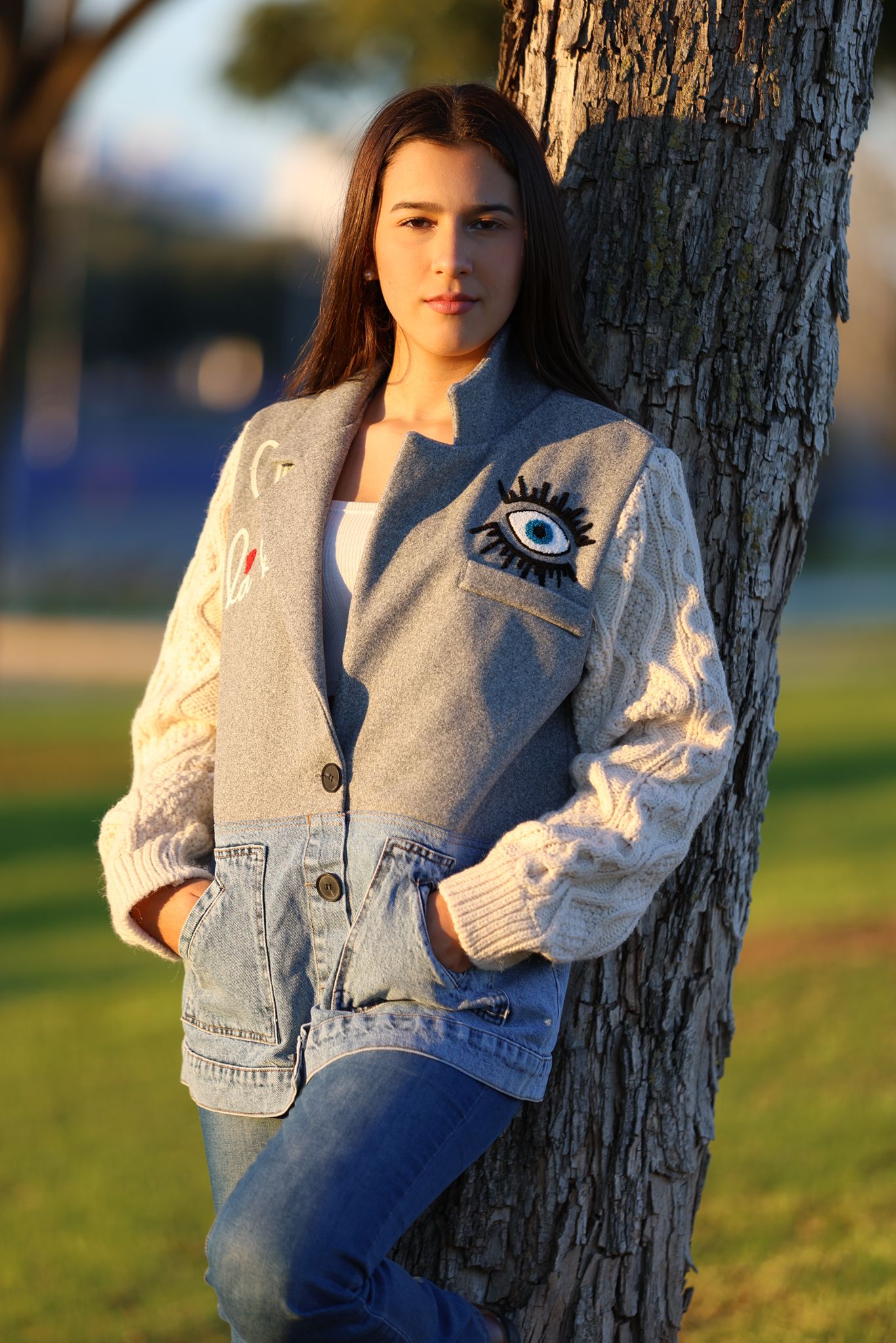 Blazer Tejido Lana & Jean con Aplicaciones