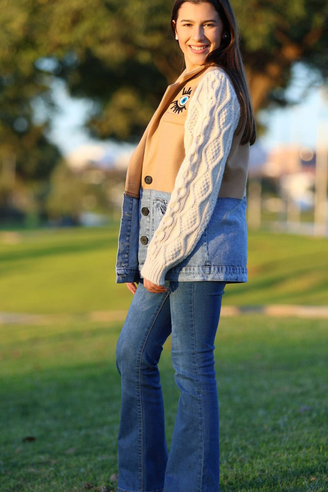 Blazer Tejido Lana & Jean con Aplicaciones
