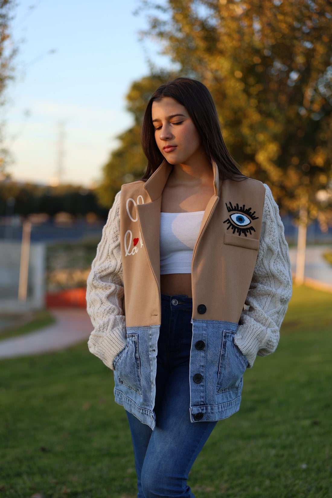Blazer Tejido Lana & Jean con Aplicaciones