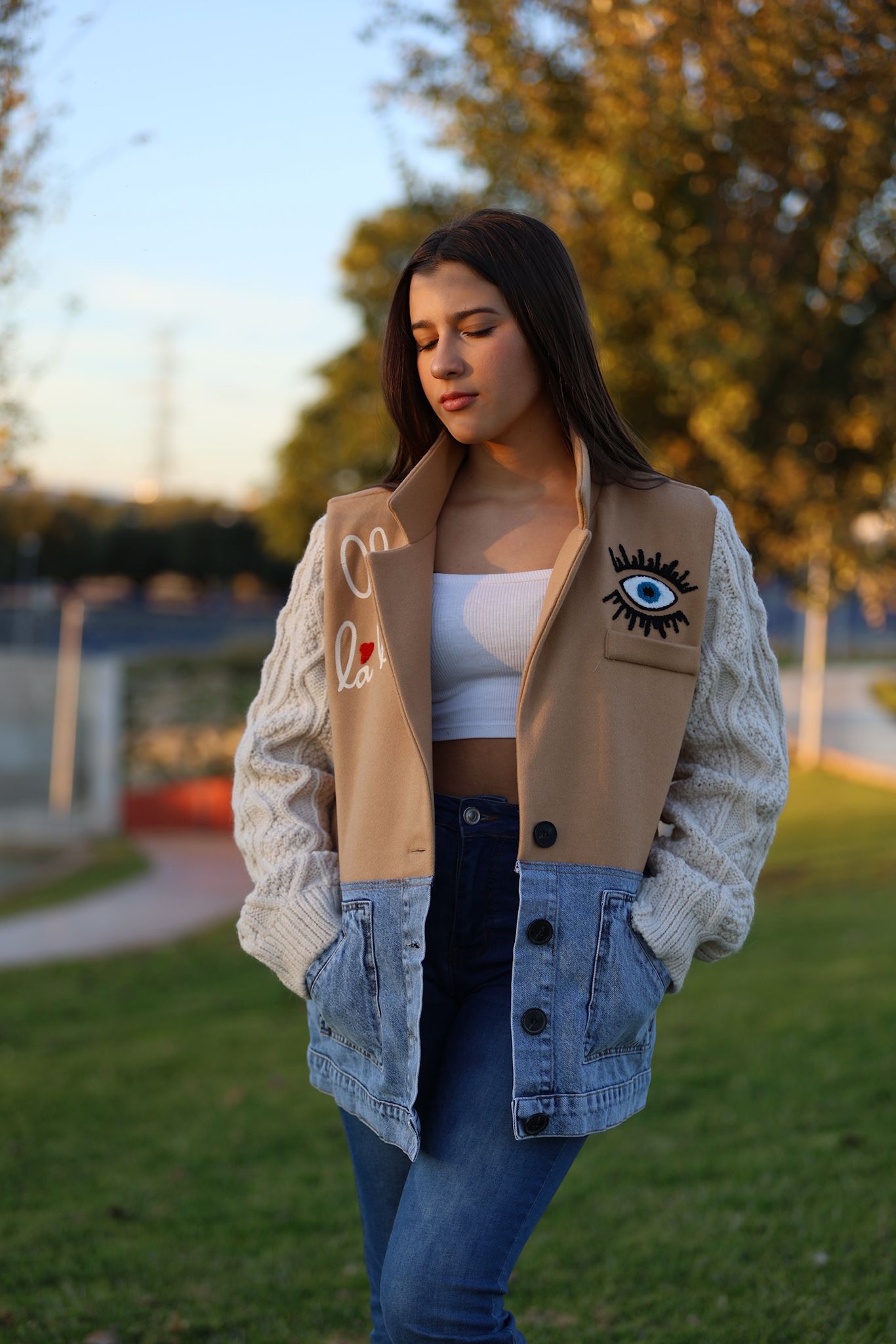Blazer Tejido Lana & Jean con Aplicaciones