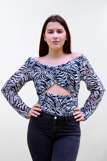 Body Estampado Zebra con Abertura Frontal
