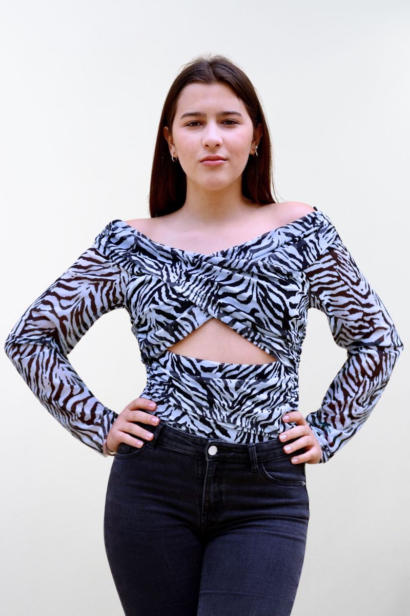 Body Estampado Zebra con Abertura Frontal