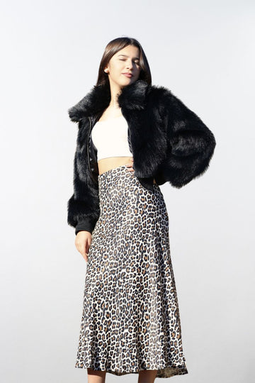 Falda Larga Seda Animal Print