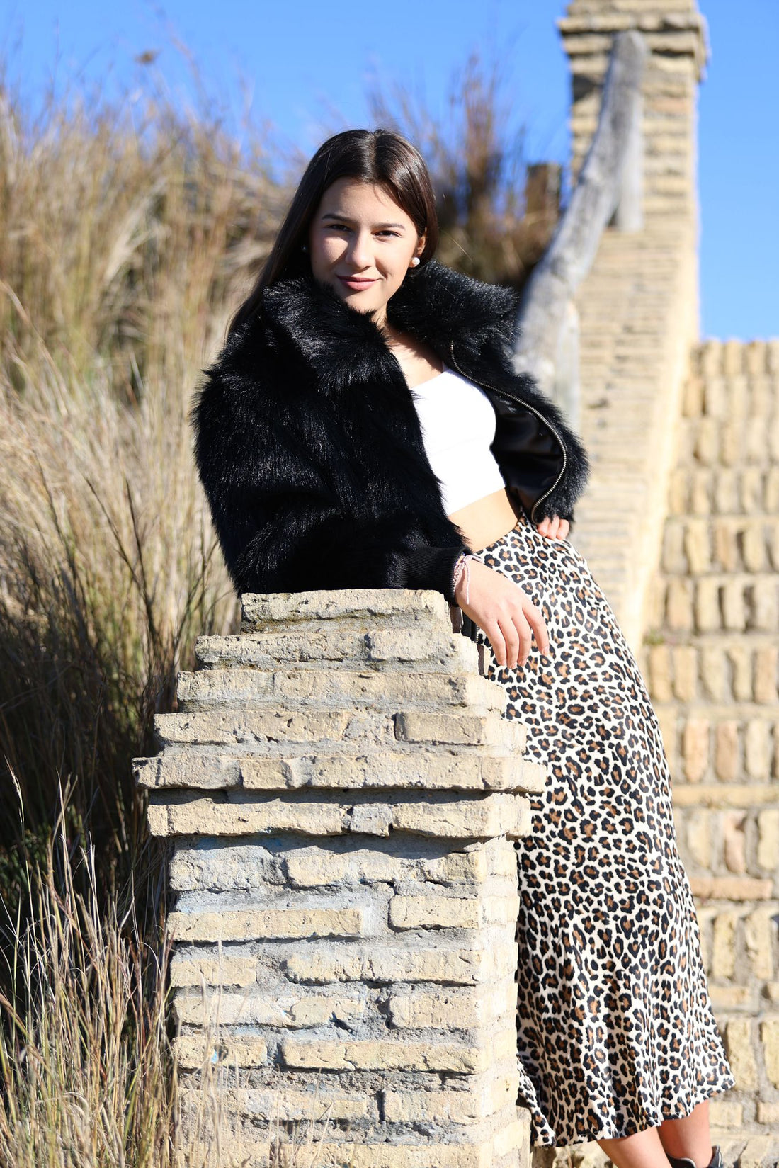 Falda Larga Seda Animal Print